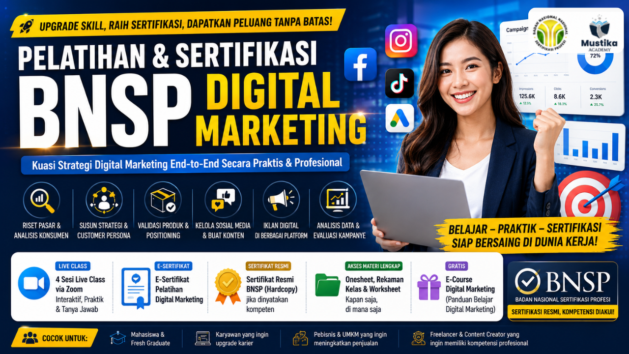 Pelatihan dan sertifikasi BNSP DIgital Marketing